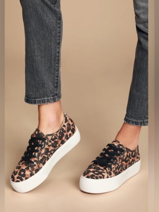 Steve Madden Shoes - Steve Madden Emmi Leopard Print Canvas Sneakers - Black & Brown Size 10M